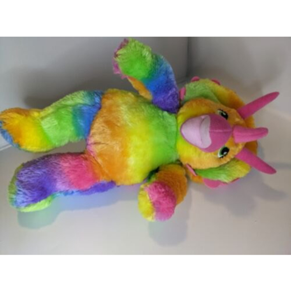 Triceratops Dinosaur Rainbow 16" Build a Bear Workshop BAB Plush Tie Dye Dino - Picture 6 of 8